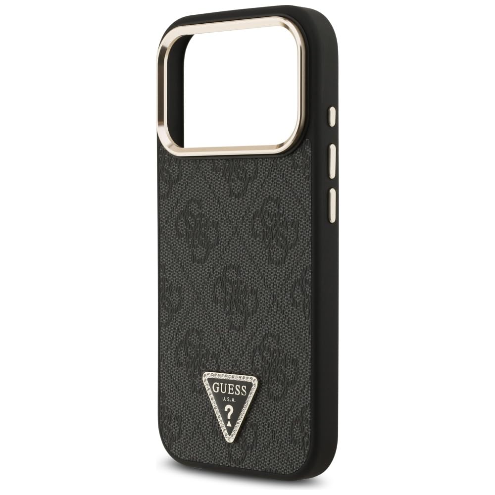 CG Mobile Guess 4G Triángulo Logo Compatible con MagSafe Funda para iPhone 17 Pro (Negro/Oro)