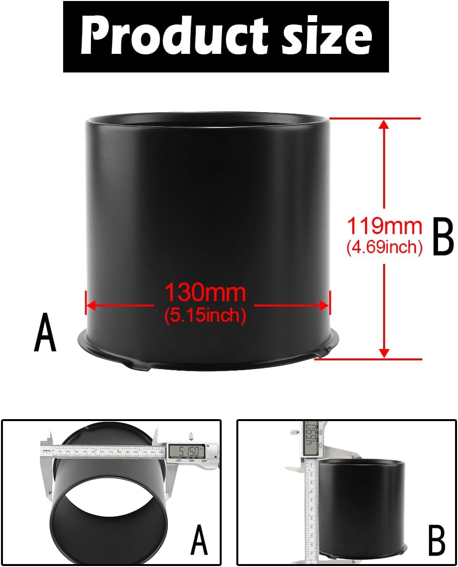 2Pcs 5.15inch Stainless Trailer Wheel Center Caps Push Through 5.15" Bore 4.69" Tall Open End Hub Cap for Truck SUV RV Wheel Rim, Matt Black Wheel Cover