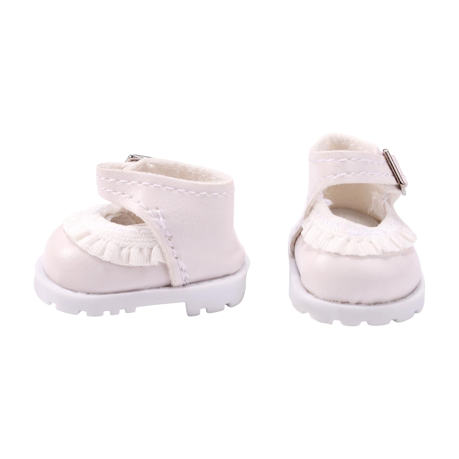 Mini Shoes for Dolls White PU Leather Tiny Miniature Shoes Cute Fashion Toy Costume Accessories for 5.9in & 6.7in Plush Doll Decoration and Display