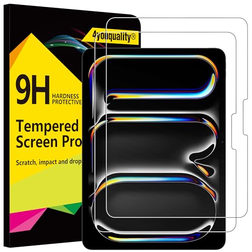 4youquality [2-Pack Screen Protector for iPad Pro 11-Inch M5/M4 (2025/2024) 9H Tempered Glass Film Anti-Scratch Impact-Resistant HD-Clear