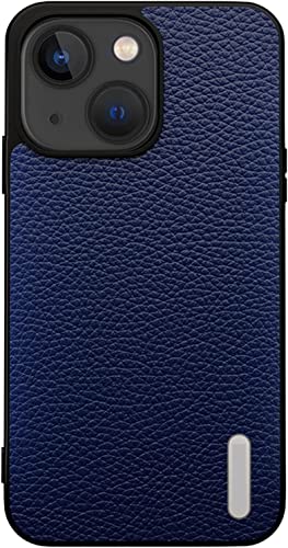 Funda para iPhone 13 en cuero azul con diseño ultrafino a prueba de golpes