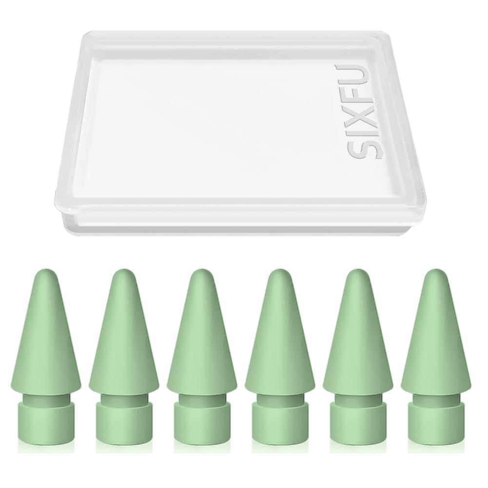 6 Pack Tips for Apple Pencil tip, Apple Pen Tip Compatible with iPad Pencil Tip with Cover Case for Apple Pencil Pro/USB-C/ 1st Gen/ 2nd Generation iPencil(Green)-image-0