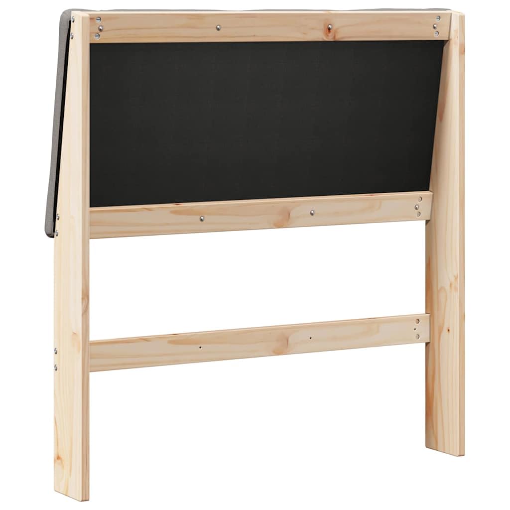 Tête de lit capitonnée taupe 90 cm bois massif pin