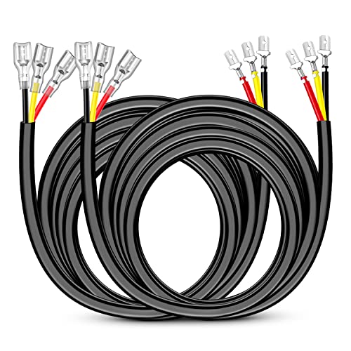 Image of Nilight 2PCS 16AWG 10Feet Wiring Harness Extension for 6Modes Amber White Light Bar Strobe Play and Plug 3-Wires, 2 Years Warranty,Black
