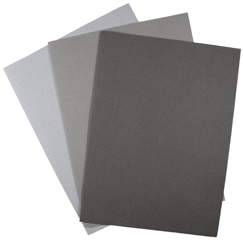 Image of KCS 3 pc of 12 inch x 18 inch(30cm x45cm) 14CT Counted Cotton Aida Cloth Cross Stitch Fabric (Light Grey + Medium Grey+ Dark Grey)