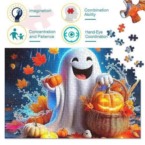 Puzzle de 1000 piezas de Halloween con fantasmas y calabazas: el regalo otoñal para adultos 3
