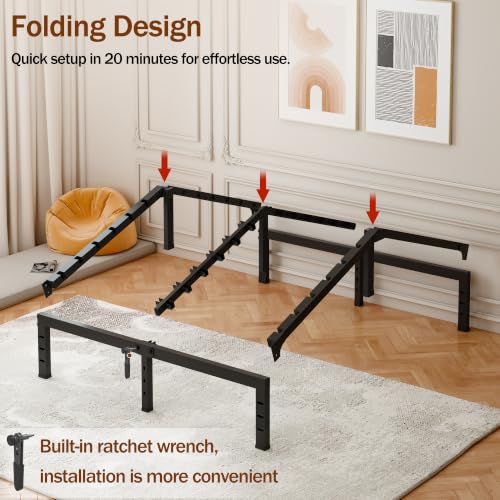Image of FUIOBYVV King Bed Frames,18 Inch Heavy Duty Metal Platform Bed Frame King Size Support Up to 3500 lbs with Headboard Compatible,No Box Spring Needed,Steel Slat Support,Noise Free,Easy Assembly