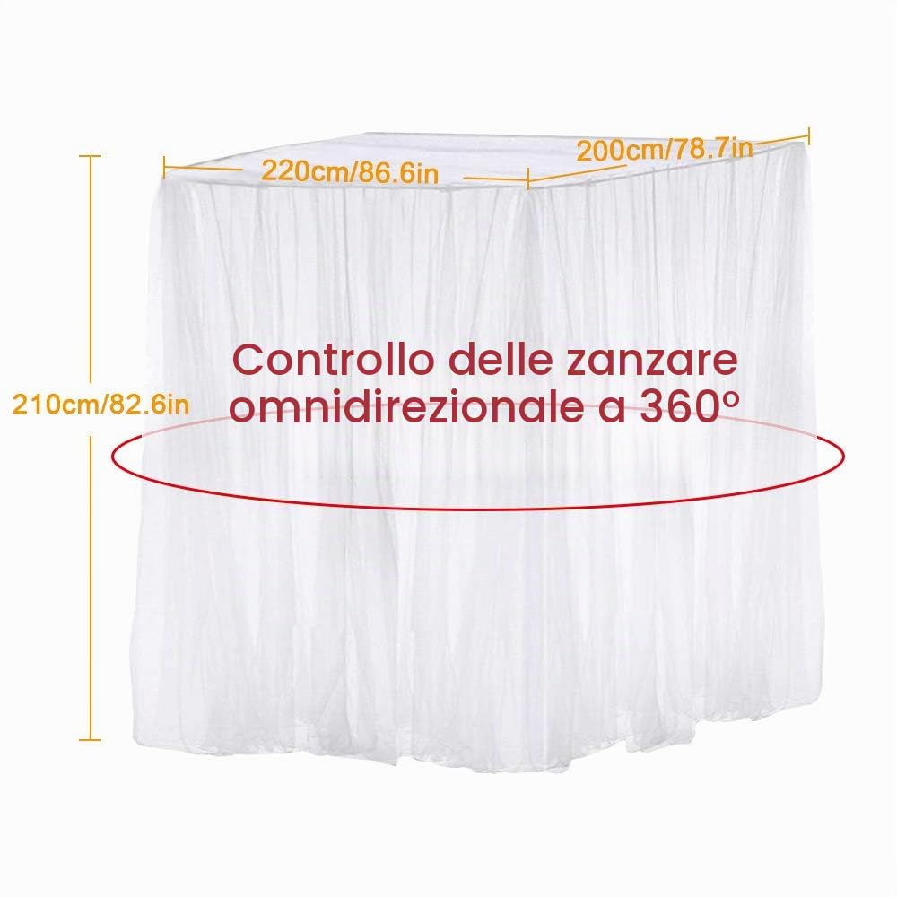 Zanzariera Letto, opamoo Zanzariera Baldacchino Pieghevole Universale Baldacchino Letto matrimoniale Facile da Installare leggero e traspirante Grande Zanzariera-200 * 210*220cm（Bianca）