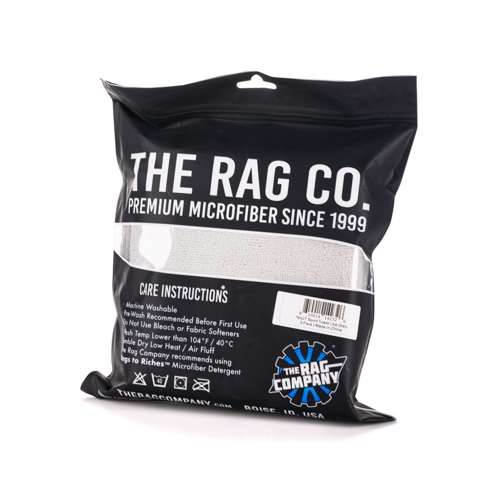 The Rag Company - Sport & Workout Towel - Gym, Exercise, Fitness, Spa, Ultra Soft, Super Absorbent, Fast Drying Premium Microfiber, 320gsm, 16in x 27in (3-Pack) (Ice Grey)