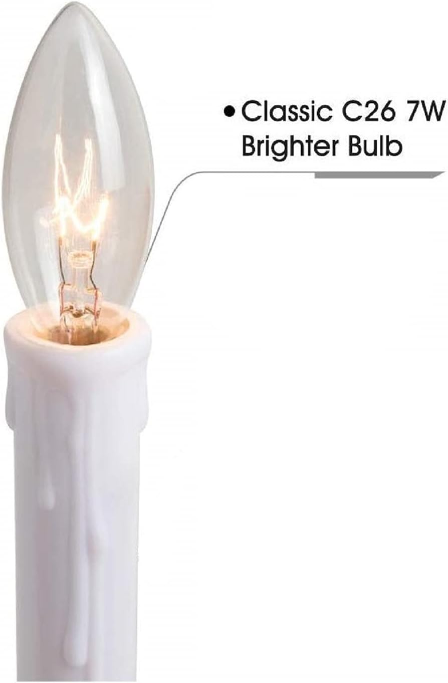 25 Pack Clear Torpedo Tip Replacement Bulbs, Replacement Light Bulbs for Electric Candle Lamps, Window Candles, Chandeliers- Clear Incandescent E12 Candelabra Base Light Bulbs- 120V 7 Watts Bulbs