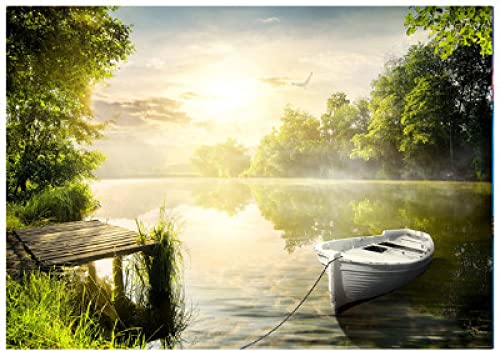 Peinture au diamant 5D kit mosaïque bateau sur la rivière cadeau idéal loisirs