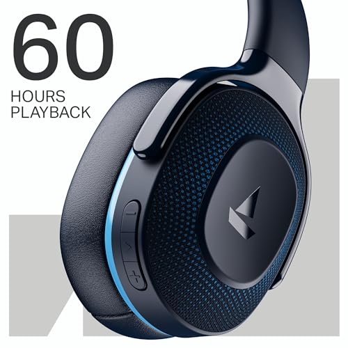 Image of Boat Rockerz 413, 60H Battery, 40Mm Drivers, Dual Pair,ENx Tech, Low Latency, Stream Ad Free Music via App Support, Bluetooth Headphones, Wireless Over Ear Headphone with Mic (Oceana Blue)
