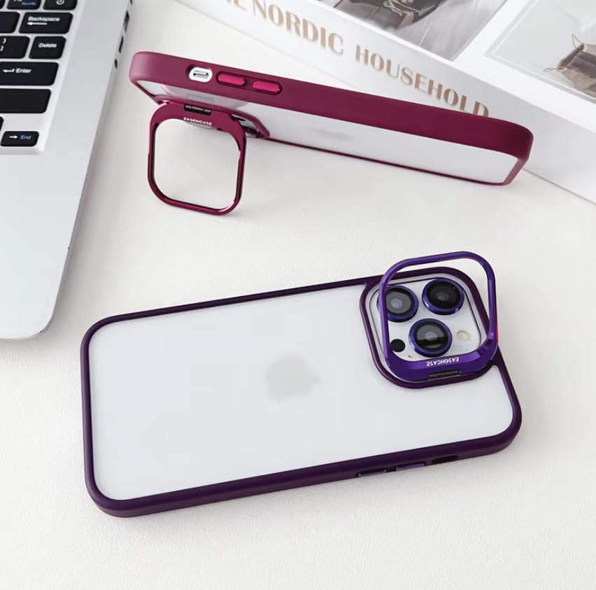 Image of Hybrid Back Cover Case Compatible for iPhone 13 | Built-in Stand | Shockproof Hard Case Cover Compatible for iPhone 13 PC & TPU (Black)