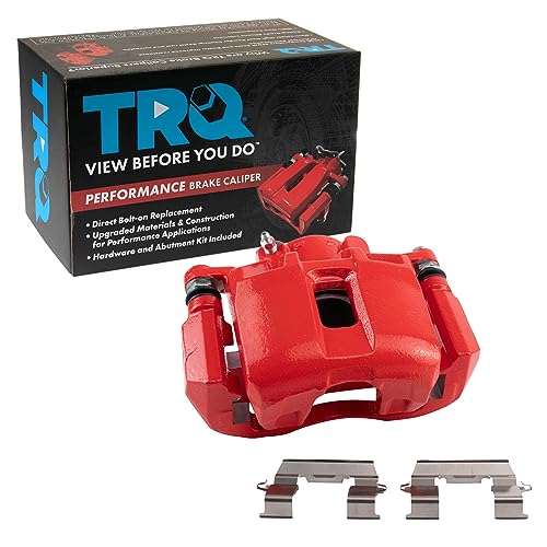 Image of TRQ Front Right Brake Caliper w /Bracket Performance Red Passenger Side