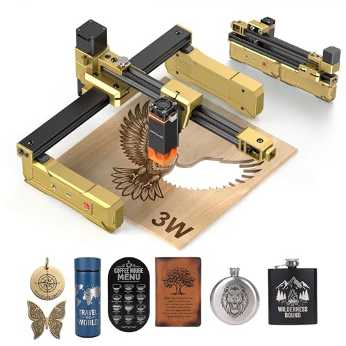 Artilume T1 Laser Engraver, 3000mW Foldable Laser Engraver Machine Higher Accuracy Wood Cutter and Portable Engraving Machine with Working Area 200x150mm, DIY for Wood Acrylic Coated Metal