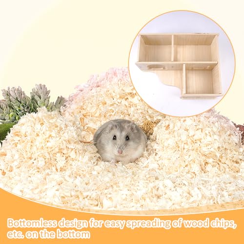 Hamster Haus aus Holz 22.5x18x8cm, Hamster Mehrkammernhaus, Hamster Versteck Hamster Haus Holz, Hamster Eckhaus Hamster Holzhaus Käfig für Zwerghamster, Rennmaus, Chinchilla und Kleine Haustiere