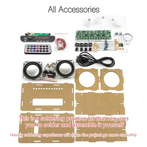 EIELEDIY Blutoth-Compatible Speaker Kit Multi-Function Soldering Practice kit Voice-Activated Level Indicator Dual Channel Speaker for Soldering Project Transparent Speaker - Thumbnail 6