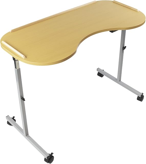 NRS Healthcare Adjustable Curved Over Bed/Chair Table M99394 with Lockable Castors
