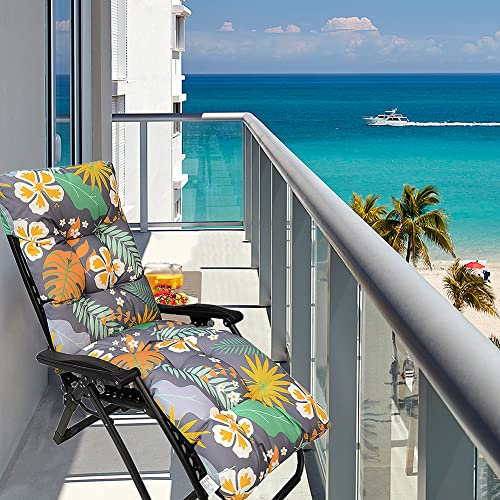 Srutirbo 65 Inch Waterproof Patio Chaise Lounger Cushion, Outdoor Sun Lounger Cushions Non-Slip High Back Chair Cushion With Ties And Top Cover (Flower, 65 In) #TOP5