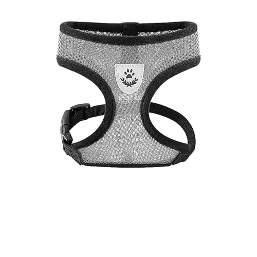 メッシュ 犬用 ハーネス 胴輪 反射材料付き リード セット 超小型犬 小型犬 子犬 猫 散歩/訓練/お出掛 ペット はーねす 安全 抜けない 軽量 調節可能 通気性が (グレー,M)