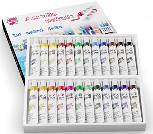 Acrylic Paint Set 24 Colors 12 ml Tubes Paints Art Kits Acrylic Painting for Kids and Adults Beginners Students Professionals