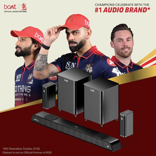 Image of Boat Aavante 5.2.4 Prime 6250DA, Dolby Atmos, 625W, 5.2.4CH(Dual Subwoofers & Wireless Satellites), QR for Installation, Bluetooth Sound bar, Home Theatre Soundbar Speaker (Premium Black)