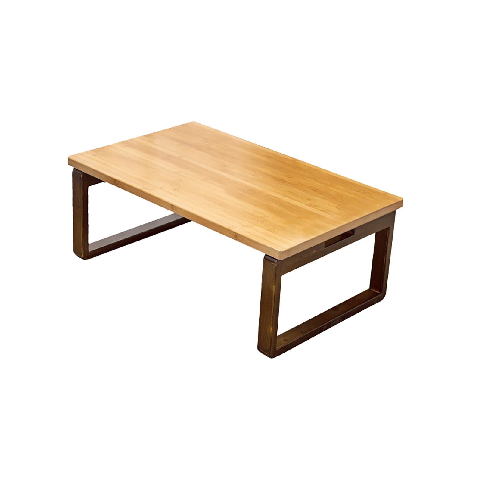 Table assise portable en bambou jaune 80x50 cm, table de sol pliable