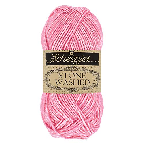 Image of Scheepjes Stone Washed Yarn 50 g (1.76 oz) Ball - Color 836 Tourmaline, Cotton-Acrylic Blend for Knitting and Crochet