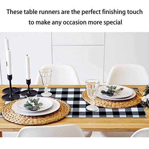 Buffalo Plaid Table Runners, Buffalo Check Table Runner, Farmhouse Home Decor For Indoor Dinner Party Holiday (Black And White, 13*48 Inches) #TOP3