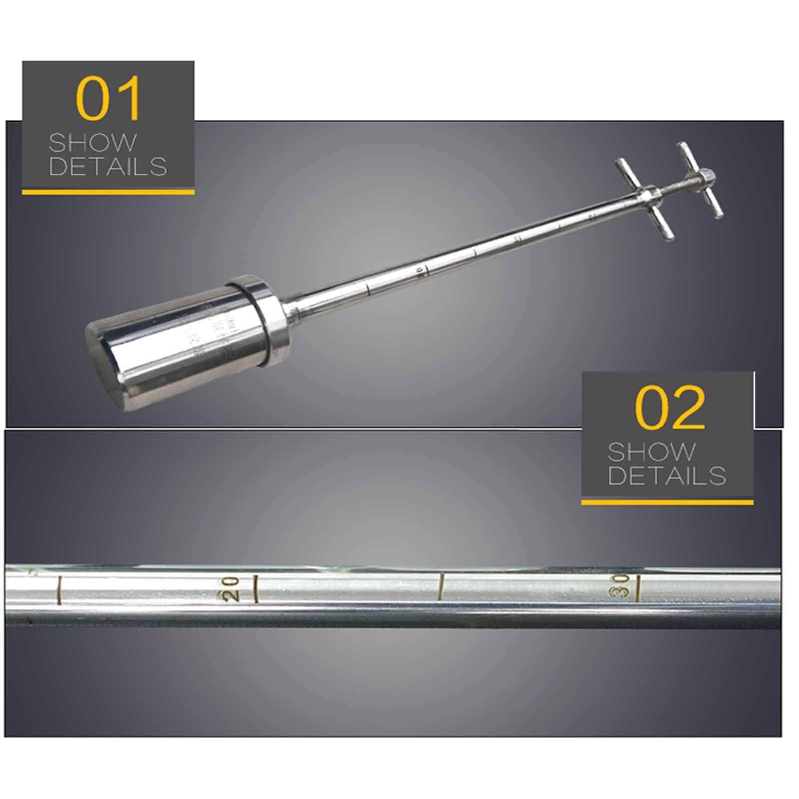 Muestreador líquido de acero inoxidable de 100 ml/200 ml, sonda de ladrón de tambor viscosa con escala para muestreo de laboratorio e industrial, 1 m de longitud, herramienta de medición precisa de