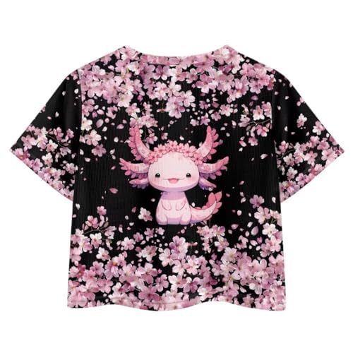 Image of Girl Crop Top Shirts for Summer Cute T Shirts Short Sleeve Tees for Kids 5-16