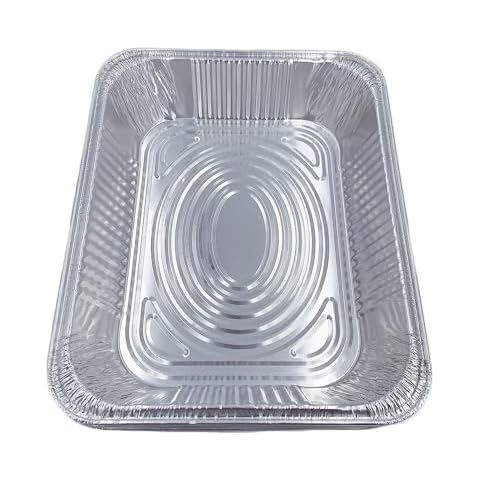 Ymkf Sqqr 12-PCS Aluminum Foil Pans, Durable Deep Tin Pans Baking Foil Trays, Heavy Duty Disposable Baking Pans, Large Capacity Foil Pans for Baking, Roasting and Grilling for Buffet & Food Prepping Cover