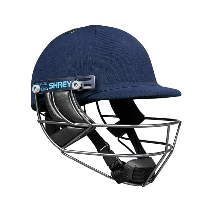 Shrey Cricket Helmet PREMIUM 3.0 Steel | Adjustable Grill Lightweight & Durable | Adult, Youth, Junior Headguard | Navy Blue - Medium