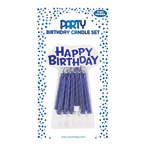 Eurowrap 26571-BC - Un Lot De 12 Bougies D'Anniversaire + 12 Porte-Bougies + Un support 