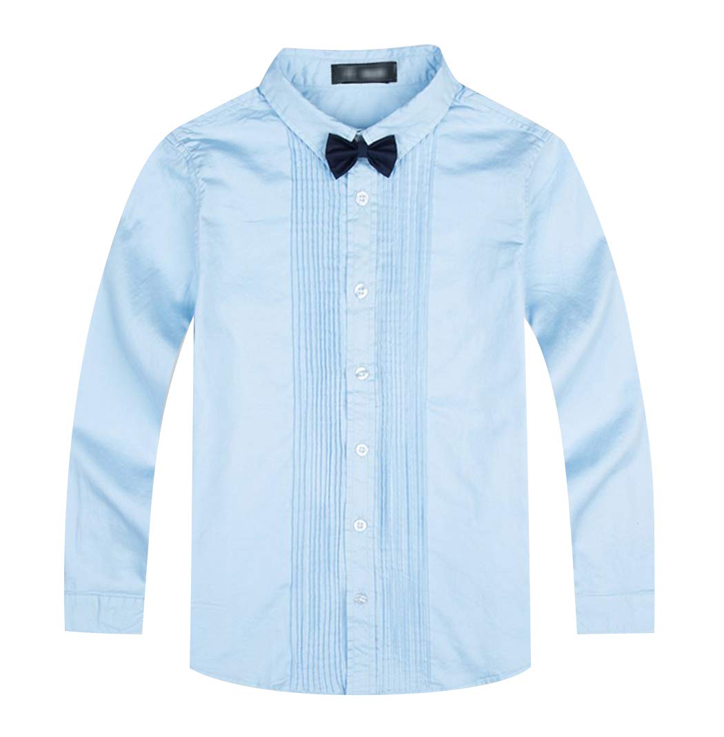LAUSONS Camisa de Manga Larga Niño Uniforme Escolar con Corbatín