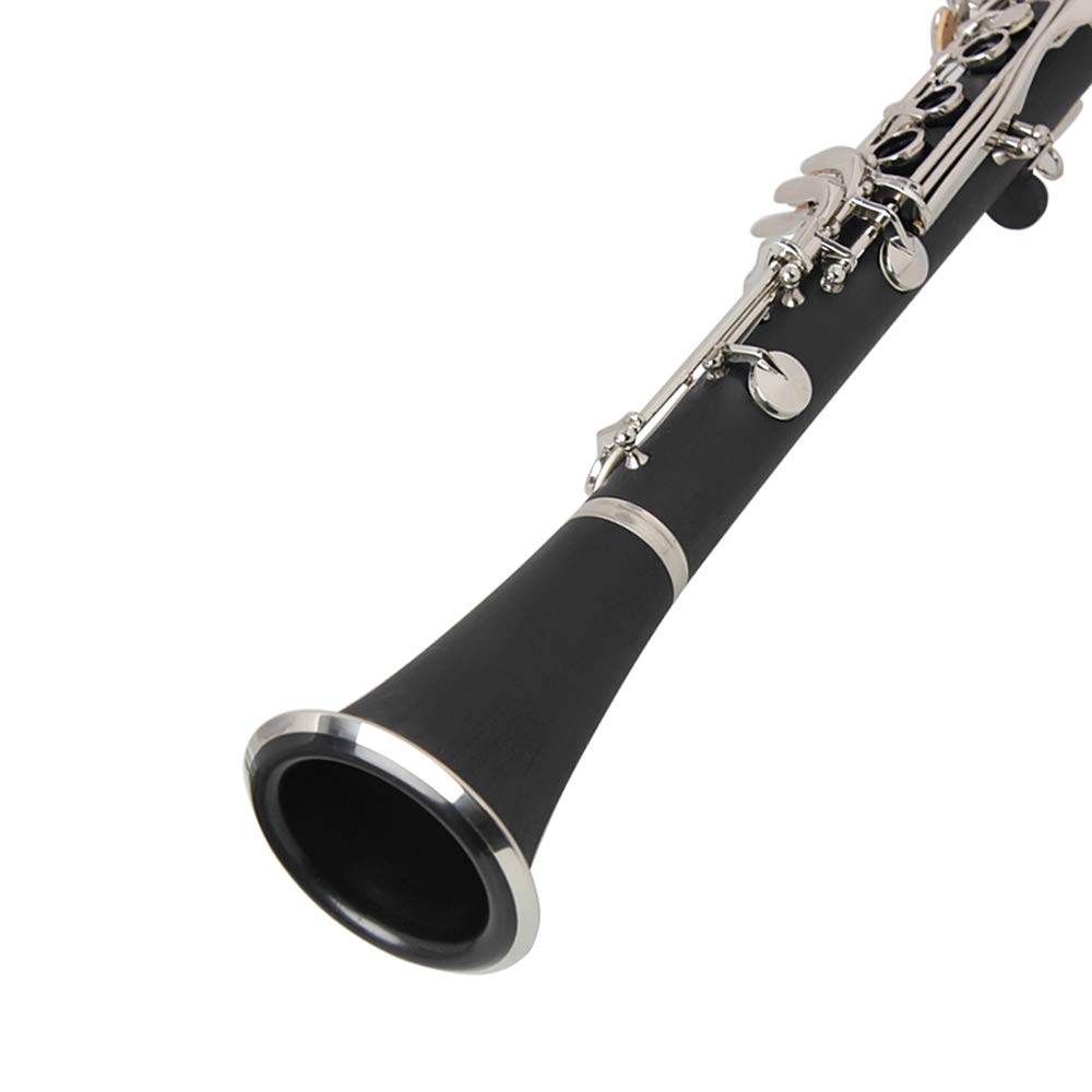Fyearfly Bb Flat Clarinete Baquelita Llaves de Plata Instrumento de Viento de Madera con funda, lengüeta, paño de limpieza, mini destornillador, calidad asequible para los entusiastas de la música
