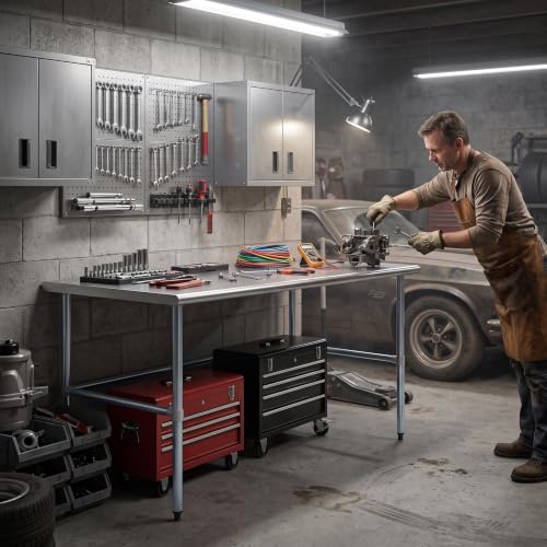 Image of AmGood Stainless Steel Work Table | Metal Utility Table (72 inch Long x 36 inch Deep)
