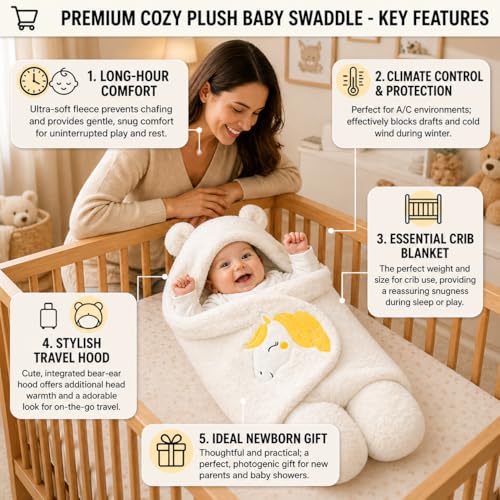Image of BRANDONN Baby Blanket Newborn Gift Pack of Swaddle Wrapper, 0-9 Months, Length 68 cm x Width 68 cm