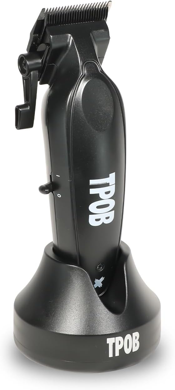 TPOB X Digital Brushless 6800rpm Professional Hair Trimmer Hair Clippers for Men, Psycho Zero Gapped T-Blade Trimmer Cordless Rechargeable Edgers Clippers (X Clipper Black with Stand)