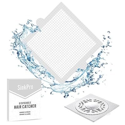 SinkPro 50Pack Disposable Shower Drain Cover Hair Catcher, Shower Drain Hair Stopper Waterproof Mesh Stickers, Shower Cleaner for Bathroom Organizer, Bathtub, Sink, Pet, Bathroom Accessories, Decor