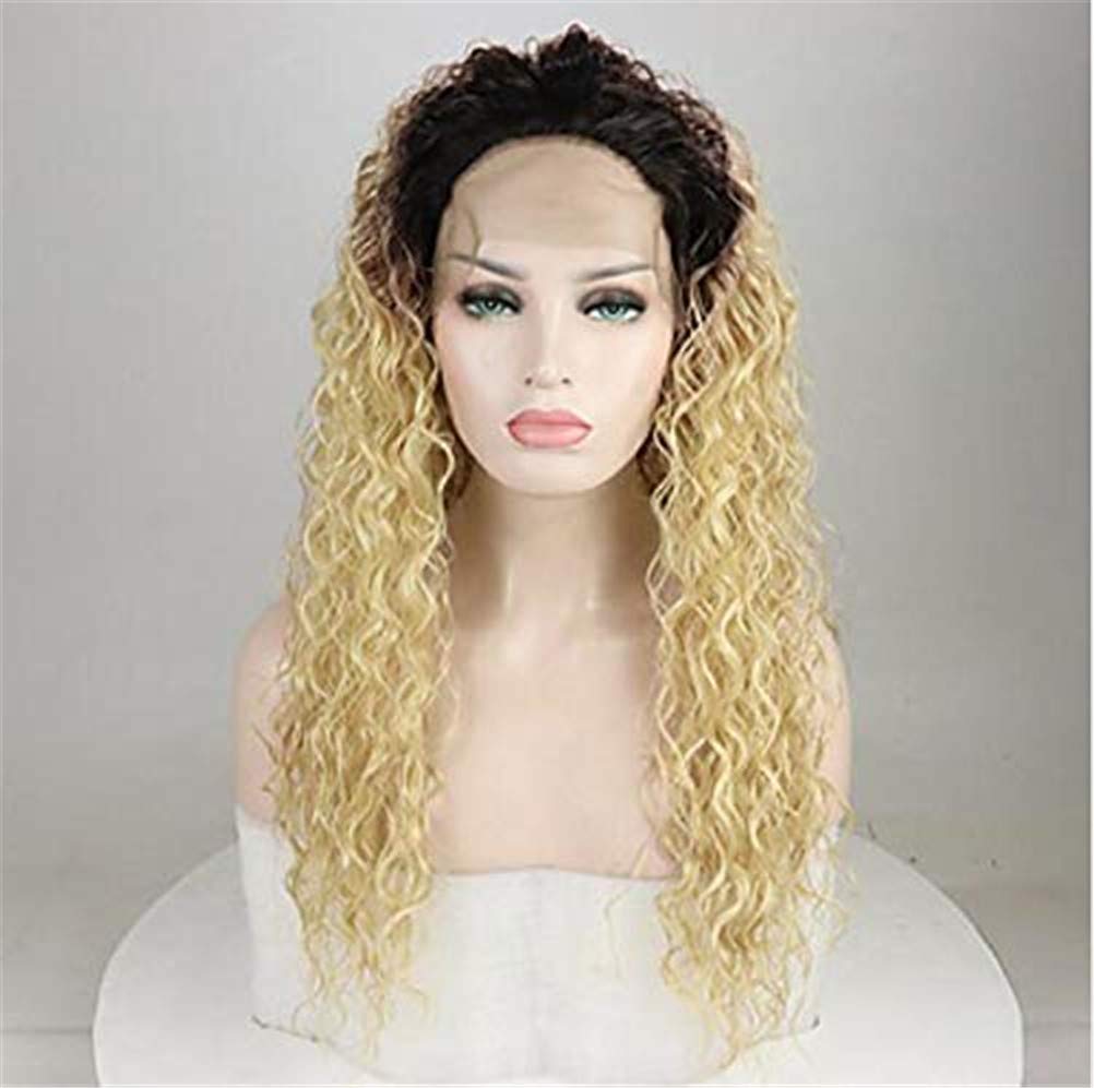 Perruque avant de lacet sans colle pour cheveux bouclés volumineux 24"