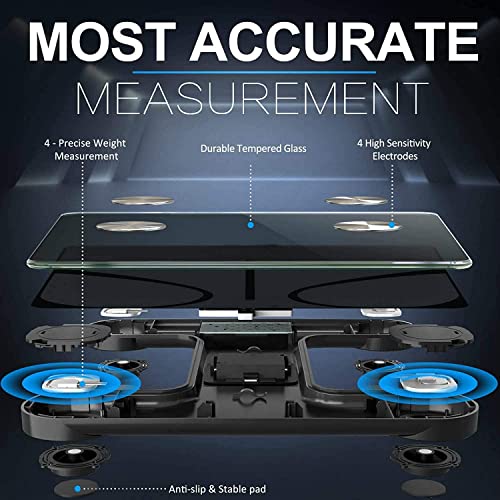 Image of CKDCARES Digital Scale Bathroom Body Weight Scale for Body Fat Scale Smart BMI , Smart Bluetooth Body Fat Scale with Bright LCD Display, Auto ON-Off Function, iOS and Android App Supported, Black, 180kgs /400lbs
