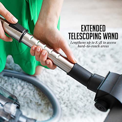 OVENTE Bagless Canister Vacuum Cleaner with 3L Dust Cup, Powerful Suction, Telescoping Wand, Retractable Cord and Accessories, 1400W Lightweight Cleaning Machine for Carpet & Hard Floor, Black ST2620B - Image 5