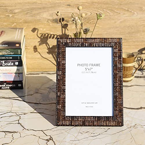 Image of Vintage Gulley Photo Frame with Stand|5 inch x 7 inch, Brown Square Design Vertical