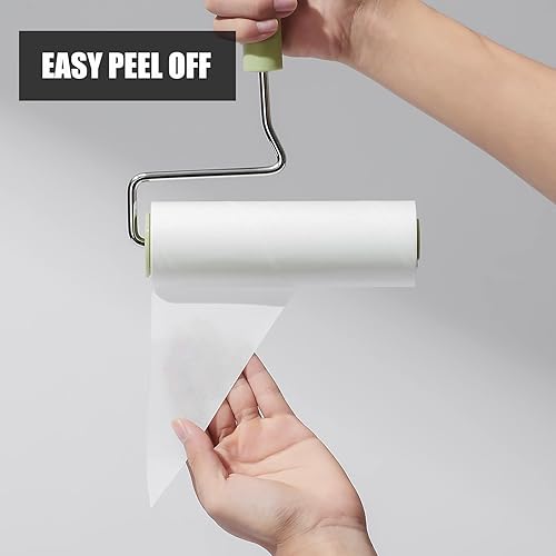 Miniatura 5 de Rodillo de pelusa de superficie grande extra pegajoso, rodillo gigante de pelusa de 6.3 pulgadas para pelo de mascotas, 360 hojas4 repuestos,