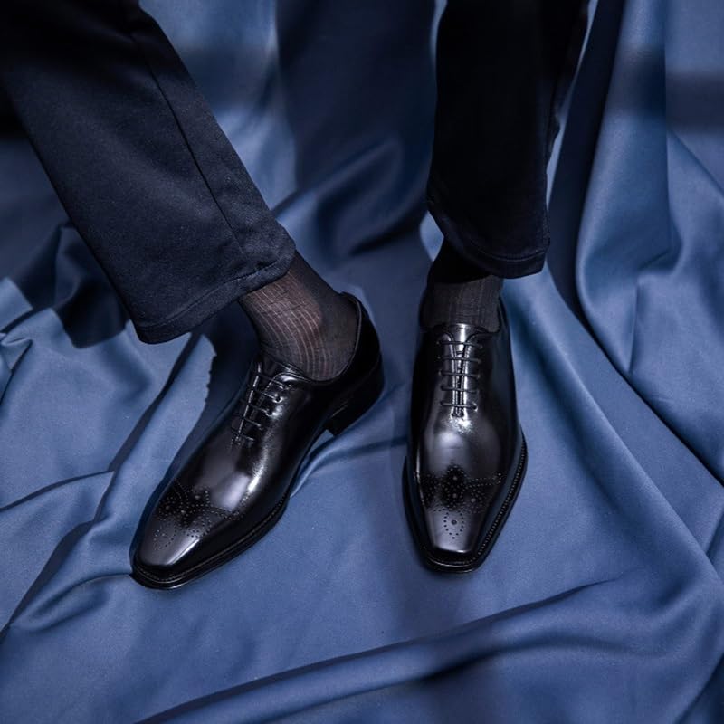 Men's Fashion Pointed Toe Leather Oxford Shoes Men Tuxedo Office Lace Up Dress Footwear2