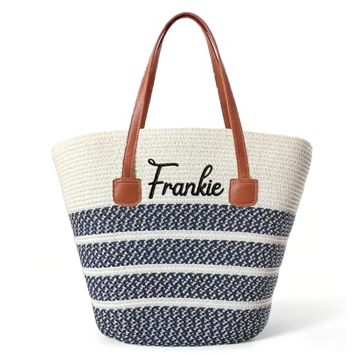 Bolso de playa tejido de paja para mujer miniatura 1