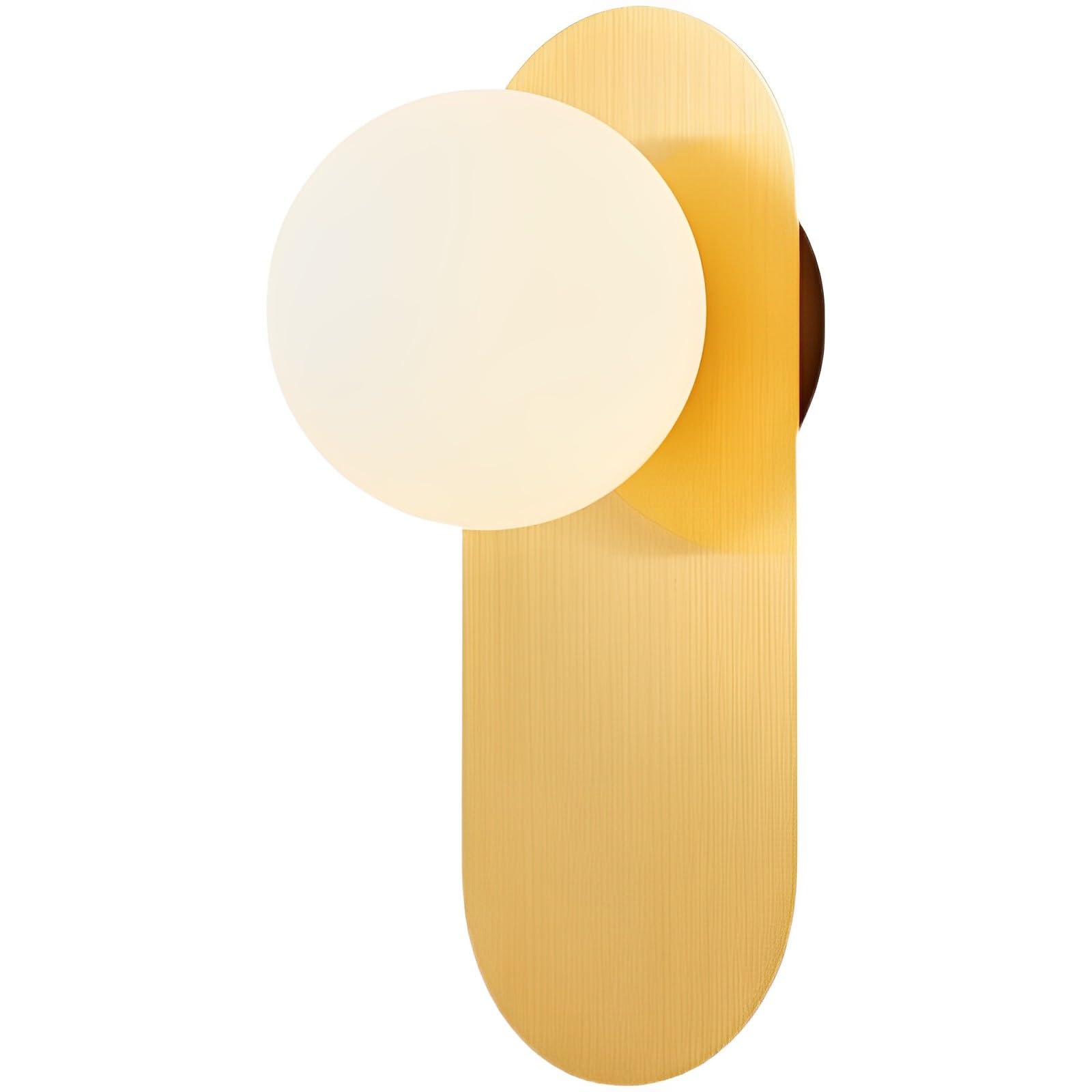 MESOVFCA Modern Wall Light Brass Wall Sconce with White Opal Glass Globe - Brushed Stainless Steel Oval Decor Wall Lamp Lighting Fixture for Bedroom Living Room Bathroom Restaurant,1pack