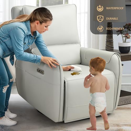 Image of Power Recliner Gliders for Nursery, Electric Swivel Rocker Recliner Chair, Comfy Upholstered Living Room Reclining Rocking Chairs with Lumbar Support (Gray, 41 inch X 40 inch X 36 inch)