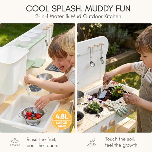 Image of Giant bean Mud Kitchen for Kids Outdoor, Deluxe 4.8L Large Water Tank Sink